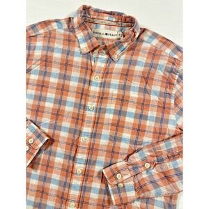 The Normal Brand Mens Medium Pink Blue Flannel Plaid Button Down Long Sleeve